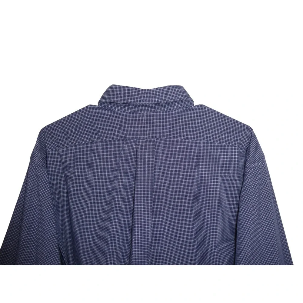 Ralph Lauren‎ Yarmouth Shirt Size 16 34/35 Navy Blue Check Long Sleeve Pony